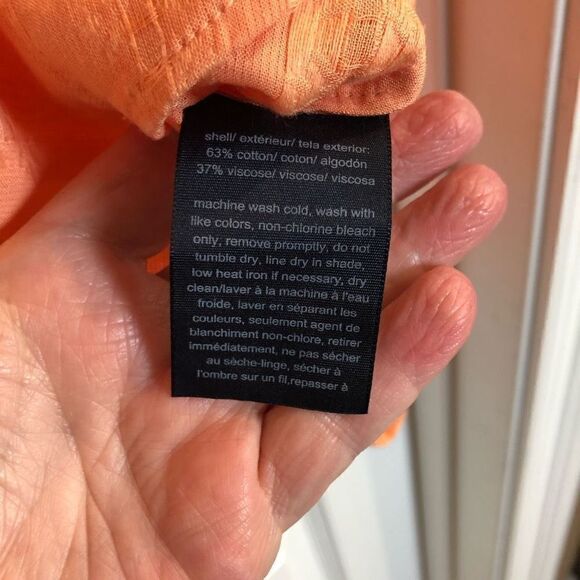 TOMMY HILFIGER - 🎉HP🎉NWT - L Sz XL Textured Tie Puff-Sleeve Peasant Top/Coral - Picture 12 of 16